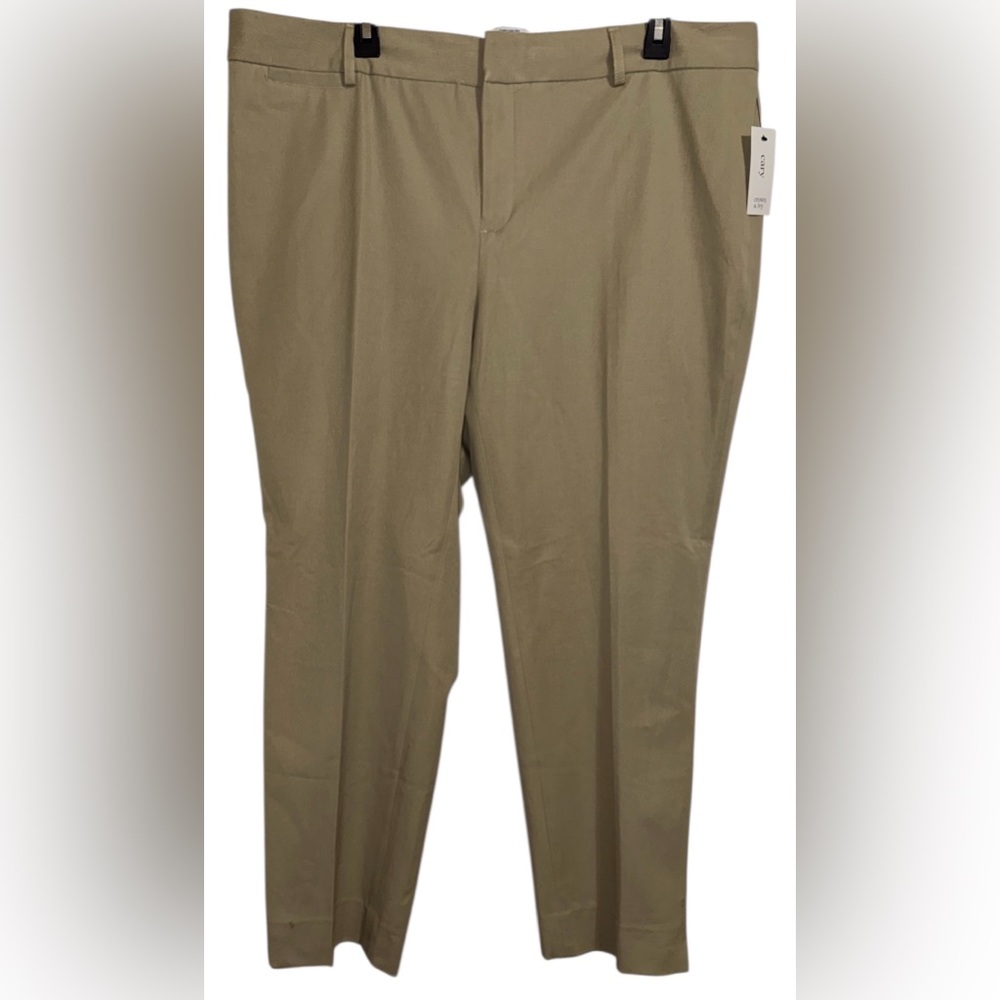 Crown & Ivy Cary Women’s 18W Khaki Slim Ankle Pants Stretch Cotton NWT